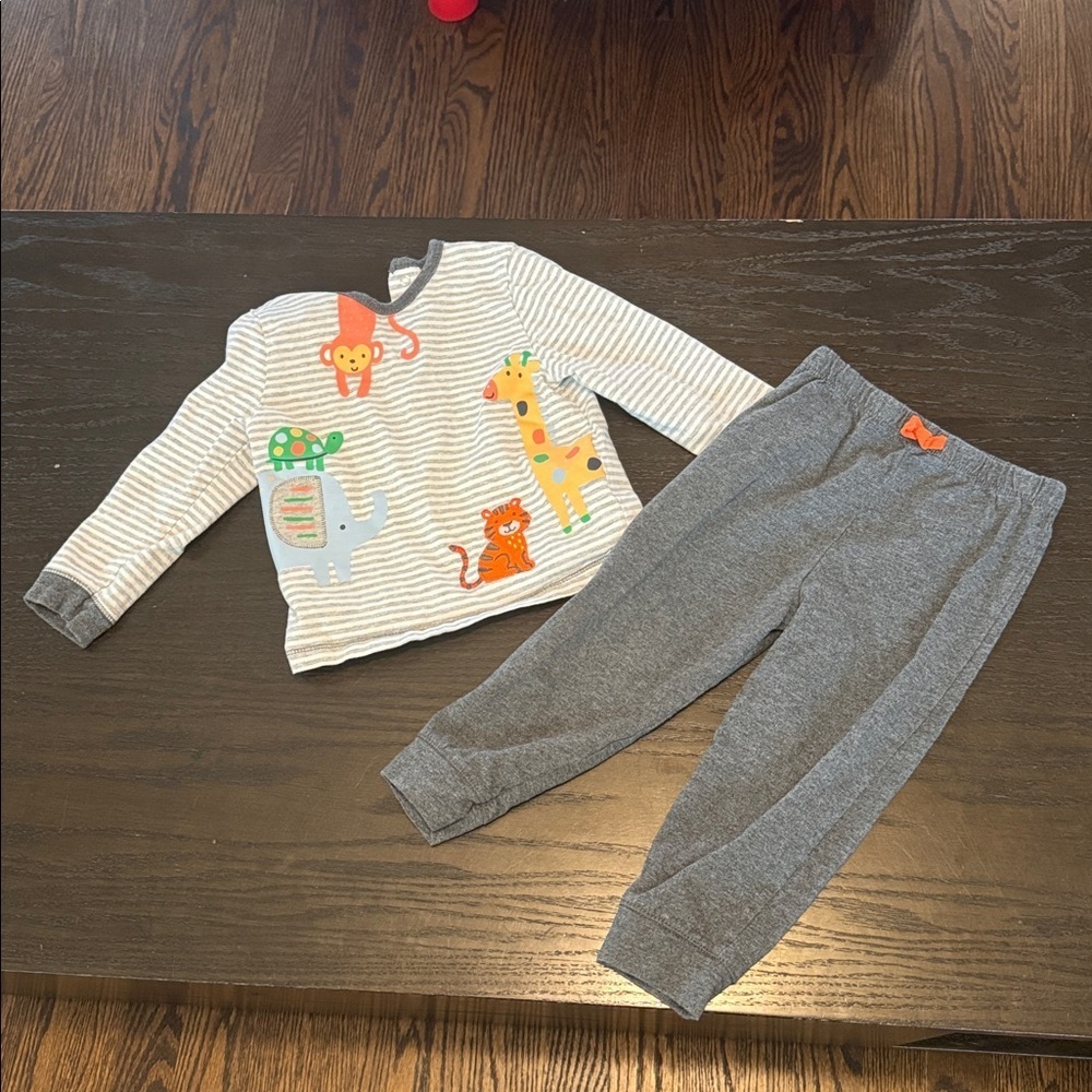 Little Me Gray Striped Pajama Set